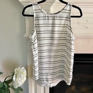Kenar Striped Tank Top Blouse Button Back, Sz M